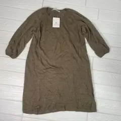 【未使用品】グリーンレーベルリラクシング　ニットワンピース　ブラウン　麻混