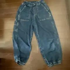 GU デニムワイドワークジョガーパンツ　140