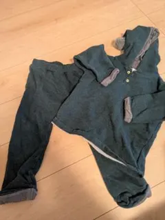 H&M ダークグリーン フード付きセット 100cm　長袖