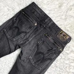 美品✨EDWIN デニム 452XVS 大きいサイズ ストレッチ 黒 レザー