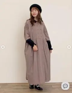 Samansa Mos2ドルマンスリーブギャザーワンピース　モカ　Sサイズ