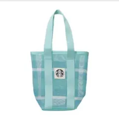 Starbucks メッシュトートバッグ ライトブルー チェック柄のサムネイル