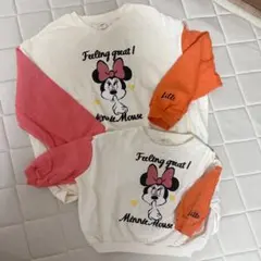 週末値下げ親子コーデ　リトシーミニー裏起毛トレーナー100と160セット