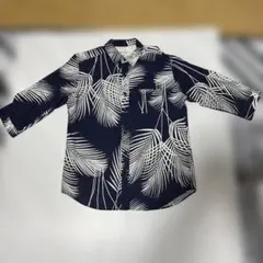 タケオキクチ　七分袖シャツ ネイビー ボタニカル柄 メンズのサムネイル
