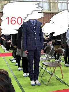 160サイズ ネイビー チェック柄スーツ WF wander factory