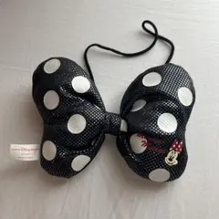 【美品・レア】ミニーマウス リボン　水玉　黒　ヘアゴム