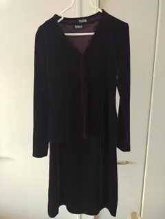 【美品】ベロア ノースリーブ ワンピース＆カーディガン セットアップ紫