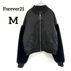 【フォーエバー21】ブルゾン ジャケット M 黒 ファー 切替 カジュアル