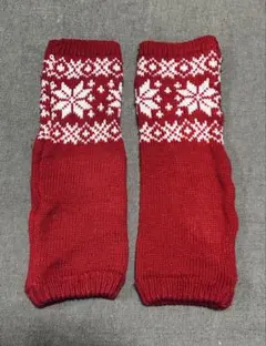 ハンドウォーマー 北欧 長め 指なし レッド 匿名配送