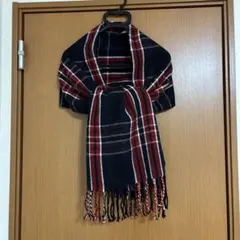 【最終価格】チェック柄ストール ネイビー・レッド