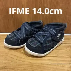 IFME 播州織 スニーカー チェック 14.0cm ネイビー