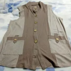 （まとめ169）ブラウン系ノースリーブベスト M-L