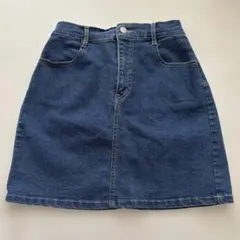 デニム　ミニスカート　台形スカート　ブルー　レディース