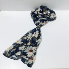 スカーフ 花柄 長方形 薄手 UVケア 日焼け対策 冷房対策 首元 ショール