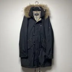 裏地ノバチェック✨ バーバリーブラックレーベル 中綿モッズコート メンズ LL