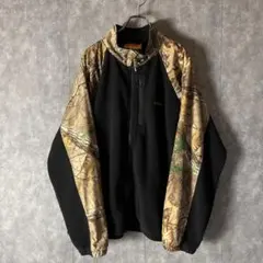 HABIT リアルツリーカモ 切替フリースジャケット XL ドローコード付き古着