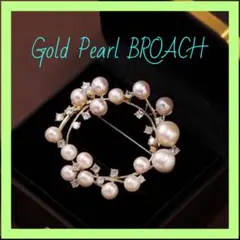 ゴールドパール風ブローチ フォーマル 結婚式 コサージュ