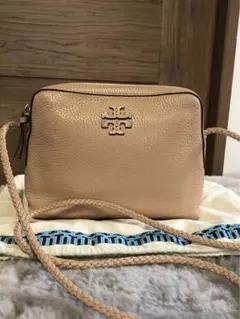 未使用に近いTory Burch ベージュレザーショルダーバッグ