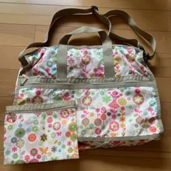 レスポートサック DELUXE LG ボストンバッグ 花柄 ベージュ