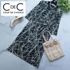 クードシャンス ストレッチ ワンピース カシュクール ドレープ 七分袖 36