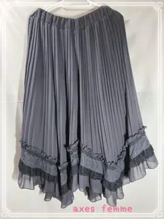 axes femme アクシーズ プリーツロングキュロット ガウチョパンツ