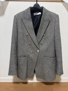 ZARA ハウンドトゥース柄 テーラード ブレザー