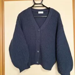MOCA ダークブルー ボタン付きカーディガン
