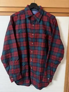 70年代Pendleton ウールネルシャツ USA製　赤緑チェック M