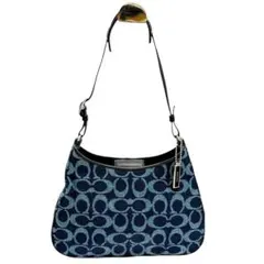 美品　 コーチ ワンショルダー 8139 ハンドバッグ シグネチャー ネイビー