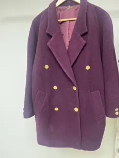 パープル ダブルブレスト チェスターコート