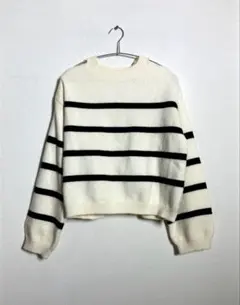 GRL グレイル　ボーダー柄ショルダーオープンニットトップス