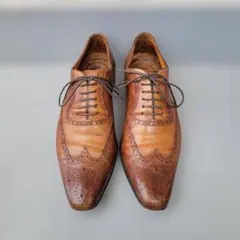 【未使用】サントーニ 　 ブラウン　8.5(27〜27.5cm相当) 　革靴 Santoni サントーニブラウンレザーシューズ7 26cm相当
