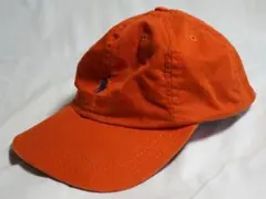 90s 希少　ヴィンテージ　ラルフローレンコットンキャップ　オレンジ　USA製