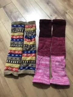 ベビーキッズレッグウォーマー マルチカラー 2点セット
