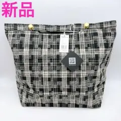 MANIUNO NOVATEX トートバッグ 黒×白 チェック L 新品マニウノのサムネイル
