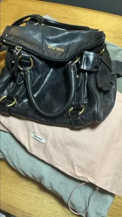 ✨希少✨miumiu ミュウミュウ サイドリボン 2way ハンドバッグ 黒