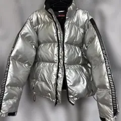 （超美品）パーリーゲイツ、プラチナシルバー、Wジップダウンジャケット、サイズ0 超美品）パーリーゲイツ、プラチナシルバー、Wジップダウンジャケット