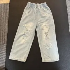 キッズ　デニムパンツ　ダメージパンツ　ジーンズ　長ズボン