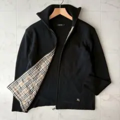 バーバリーブラックレーベル ノバチェック ドライバーズニット ホースロゴ 刺繍