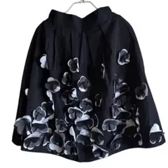 花びら フレアスカート ブラック 個性的