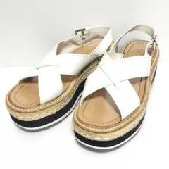 PRADA プラダ サンダル ウェッジソール ホワイト×ベージュ 36 1/2