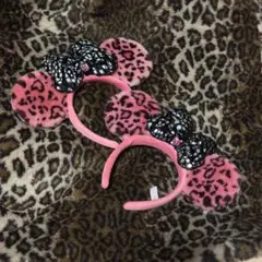 ディズニー カチューシャ ミニー ピンク ヒョウ柄 2つセット