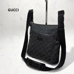 極美品】GUCCI ショルダーバッグ GG柄 ブラック キャンバス レザー