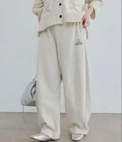 PUAL CE CIN★カーブシルエットスウェットパンツ★オートミール