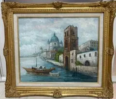 Y.Simon 風景画 油彩画 油絵 パリ街並み 絵画 額装 サイン 箱あり