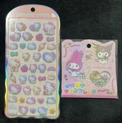 コットンパフィーシール ハローキティ おはじきシールフレーク マイメロ クロミ