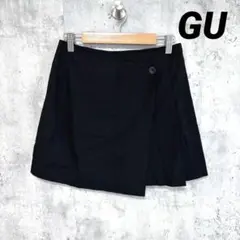 【GU】ミニスカート ブラック S カジュアルきれいめ 薄手 裏地付 きれいめ