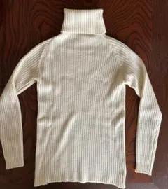 リブタートルネック ウール混 ニット オフホワイト 長袖 セーター 150