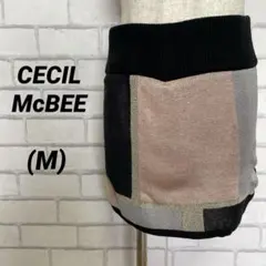 CECIL McBEE セシルマクビー　ニット ミニスカート　春　M 黒　ピンク