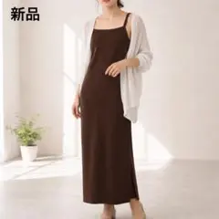 【新品】F by ROSSO ／24SS カップ付スクエアネックキャミワンピース